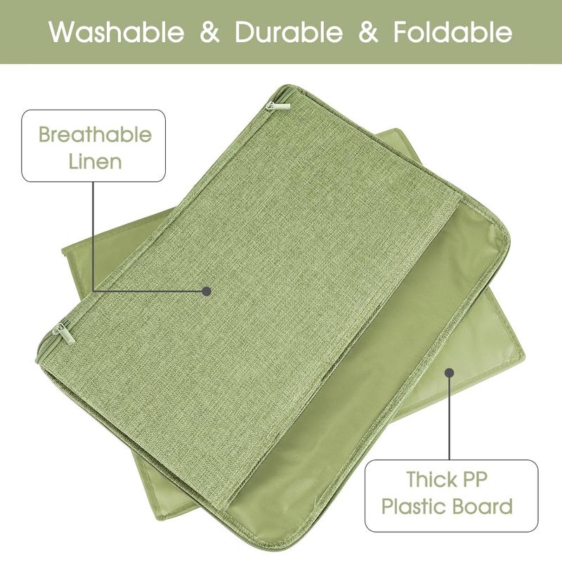 ANMINY Storage Bins with Zipper Lids 13 Qt Lidded Fabric Storage Boxes Baskets Cubes with Handles Collapsible Washable Cotton Linen Closet Shelf Clothes Organizer Containers - Green, Small - Image 4